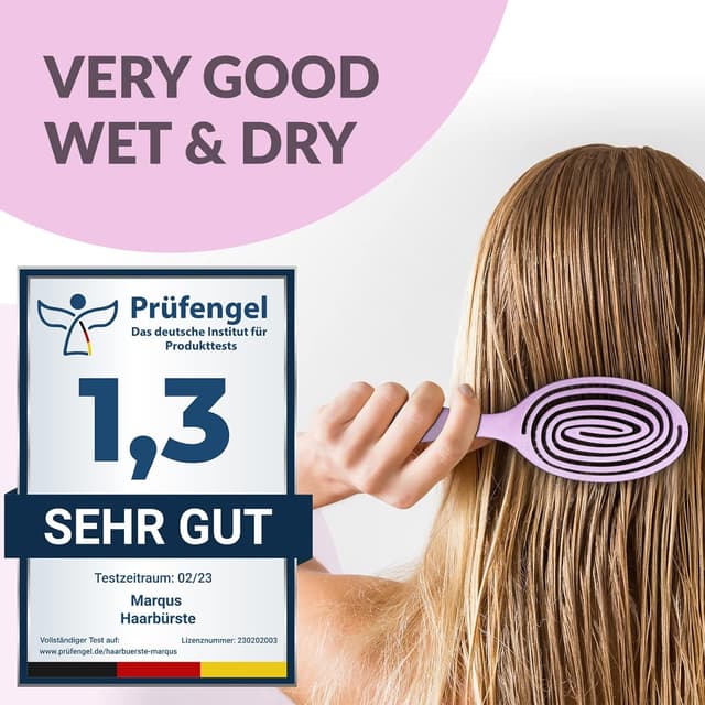 Detalle 2 de marQus Bio Haarbürste ohne Ziepen (Blush Pink) – Entwirrbürste mit Doppelspiralfeder