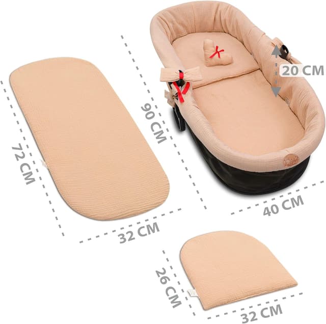 Detalle de Coussin de siège Mousseline pour poussette bébé (accessoires 3 pièces) Beige