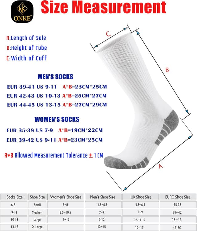 Detalle de ONKE Max Full Cushion Crew Socks (Moisture Wicking, Odor Control, Steel Toe Work Boots)