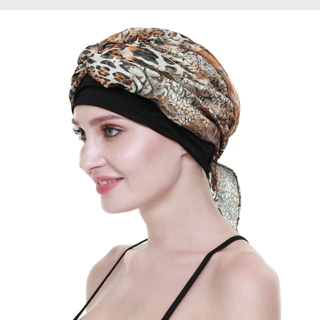 Detalle 2 de FocusCare Damen Chemo-Turban, Mütze/Schal-Kopfbedeckung gegen Haarausfall – Bambus-Viskose