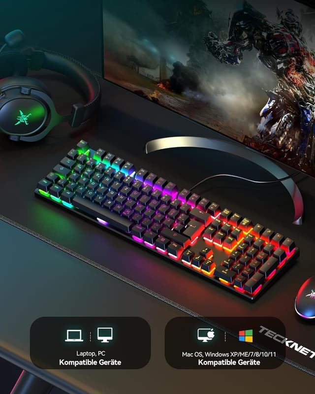 Thumbnail 6 de TECKNET Mechanische Gaming-Tastatur mit 109 Tasten