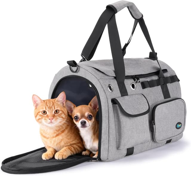Detalle de Ownpets Large Cat Carrier for 2 Cats & Small Dogs (45x30x31cm) with Metal Frame
