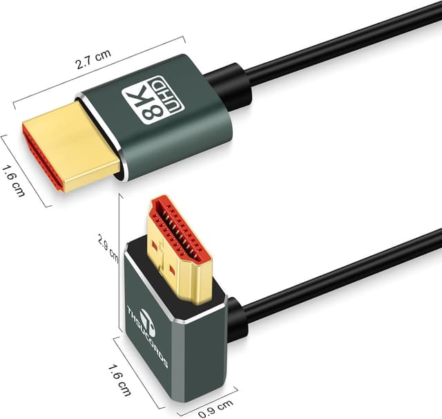 Detalle de Thsucords ultradünnes 8K HDMI 2.1 Winkelkabel (90° nach oben) 0,5 m für PS5, Roku TV, Blu-ray