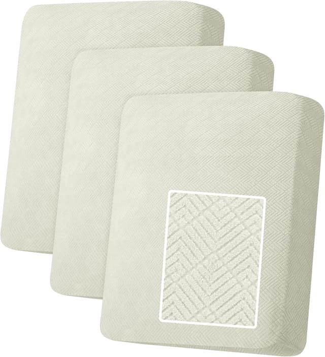 Detalle de YSTELLAA Copriseduta Divano elasticizzato universale, 1 posto da 3 pezzi beige (fodera antiscivolo lavabile)