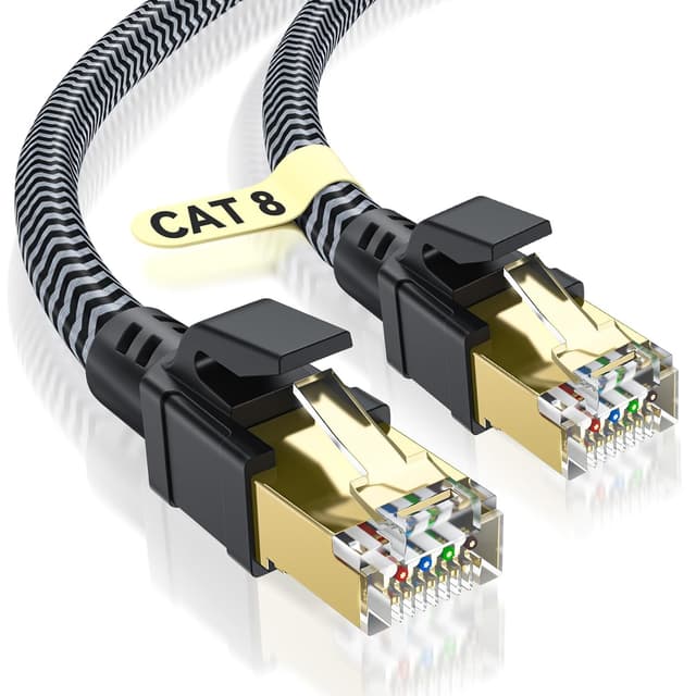 Detalle de CABNEER Cat 8 Ethernet-Kabel (5 m) – 40 Gbps, 2000 MHz, RJ45 geflochtenes LAN-Patchkabel