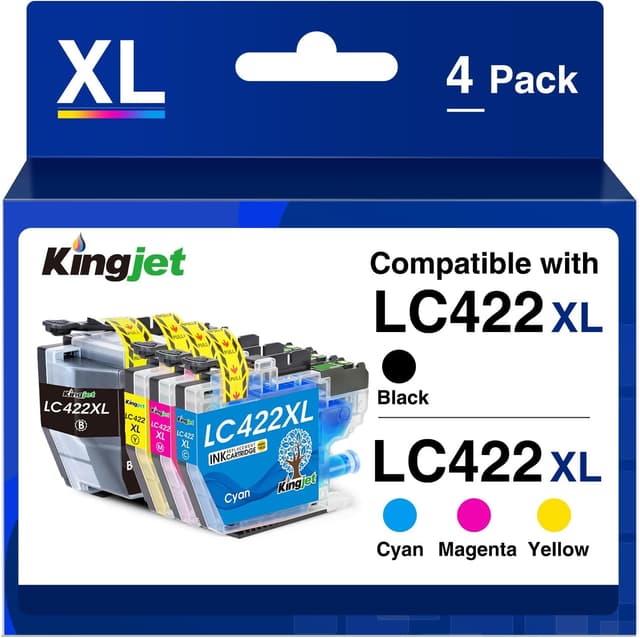 Detalle de KINGJET LC422XL cartucce compatibili per Brother LC422XL (Nero, Ciano, Magenta, Giallo) per MFC-J5740DW e altro