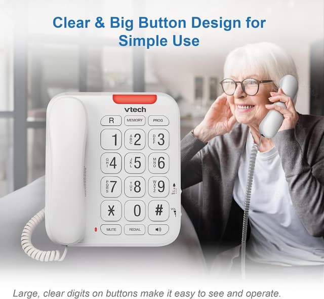 Thumbnail 5 de VTech CL1100 corded landline phone, big buttons ๐