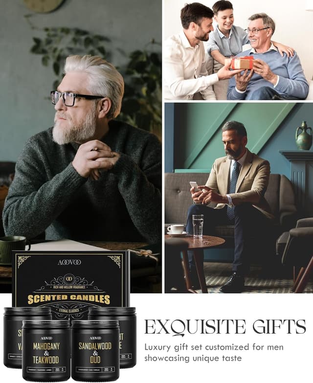 Thumbnail 4 de AOOVOO Scented Candles for Men 4-Pack 200-Hour Burn Time