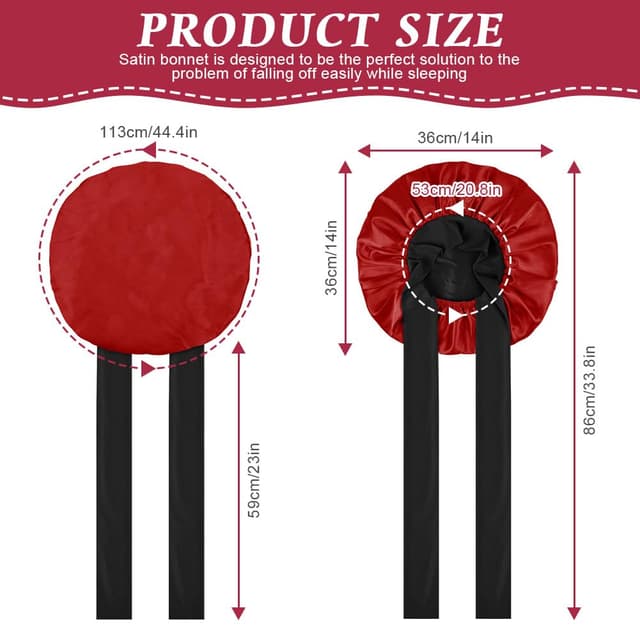 Detalle 2 de ACWOO Seidenhaube zum Schlafen (doppelseitig, Satin) – Bonnet mit elastischem Band für Haare schützen