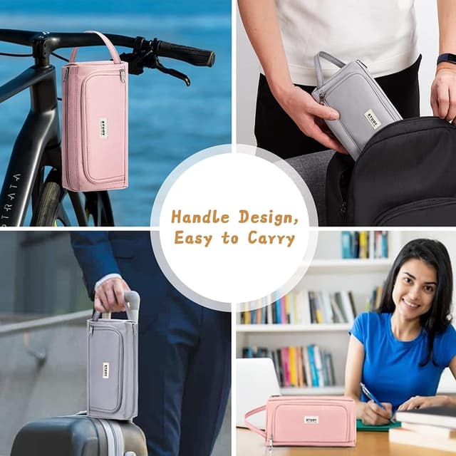 Thumbnail 6 de KALIDI Federmäppchen mit 2 Fächern, große Kapazität und Tragegriff (Grau)