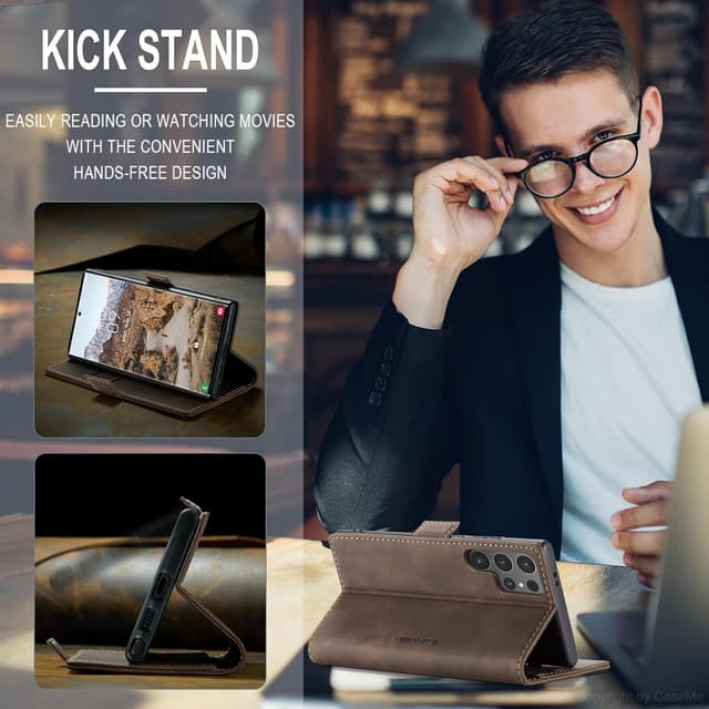 Detalle 2 de Lxisxcna Schutzhülle für Samsung Galaxy S24 Ultra 5G (6,8 Zoll) mit Kartenhalter, magnetischem Ständer und Flip-Case