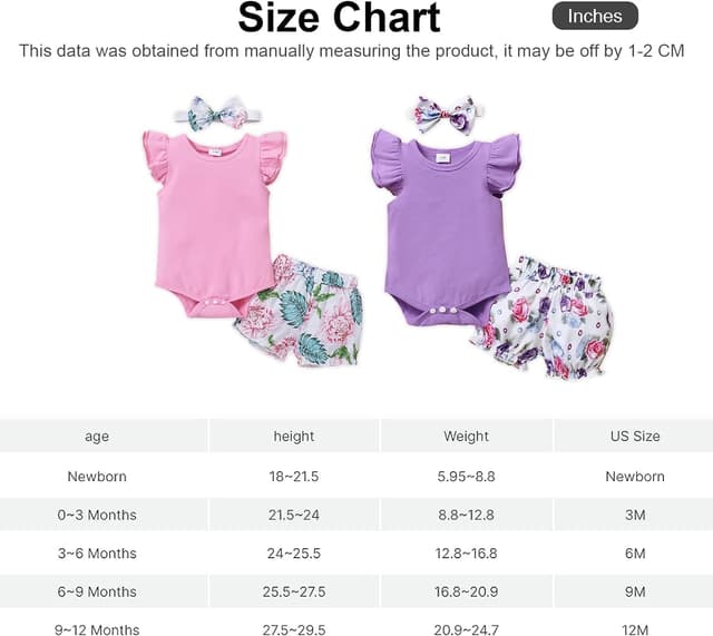 Thumbnail 6 de PATPAT pagliaccetto neonato coordinato bambina in cotone (maglietta lunga + pantaloni + fascia per capelli), 0-24 mesi