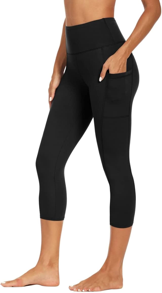 Detalle de GAYHAY High-Waisted Capri Leggings with Pockets — Soft, Slim Yoga Pants for Running & Cycling