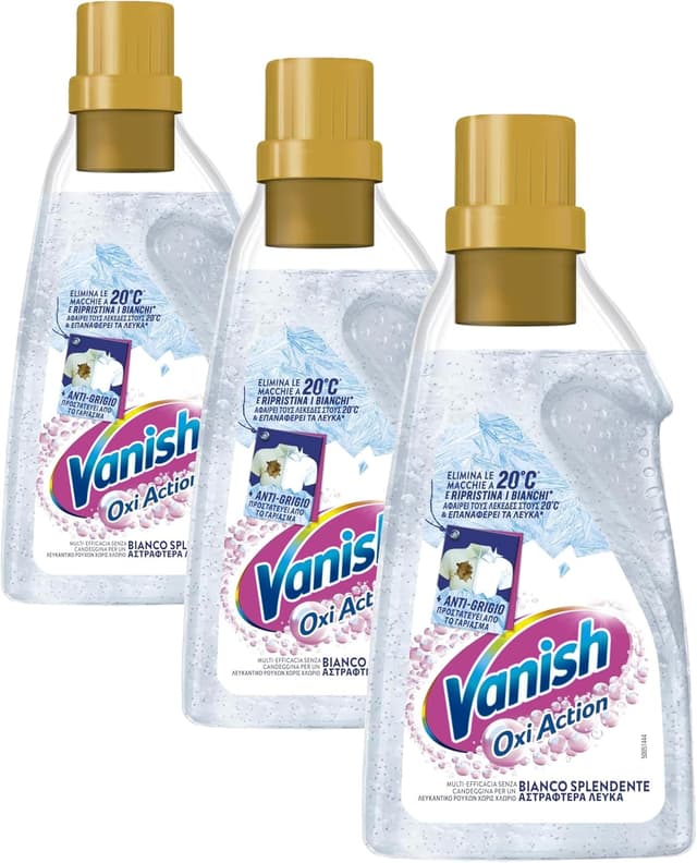 Detalle de Vanish Oxi Action Multipower Gel Bianco Splendente Multipack 3x750 ml (senza candeggina) per capi bianchi