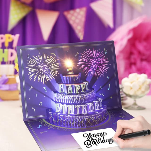 Thumbnail 2 de WUJUN 3D Pop Up Firework Musical Birthday Card
