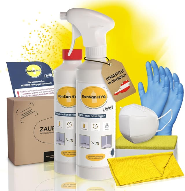 Detalle de Zauberfein Schimmelpilz Entferner Spray (2x 500 ml) mit Aktivchlor für Bad & Keller