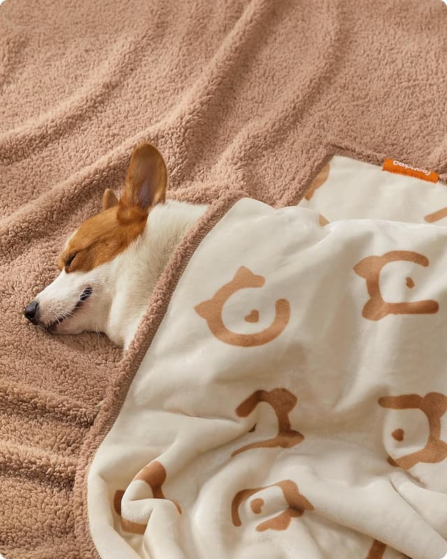 Detalle de Feandrea Couverture Hydrofuge pour chien et chat réversible (polaire + flanelle) 127 x 101 cm, taille L