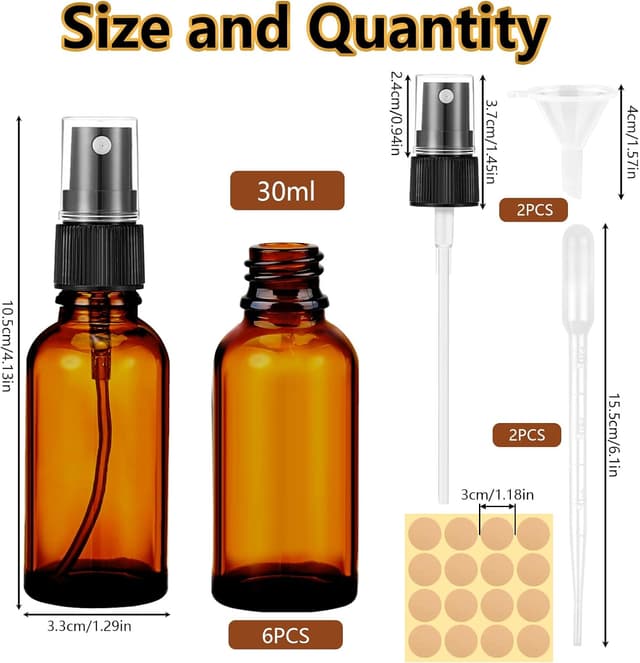 Detalle 2 de Maxmoc 30 ml Braunglas Sprühflasche 6er Set