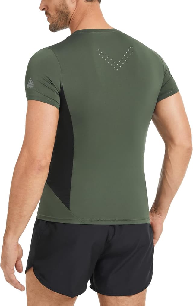 Detalle 2 de AMZSPORT Maglietta a compressione da uomo a maniche corte Cool Dry, per allenamento e corsa