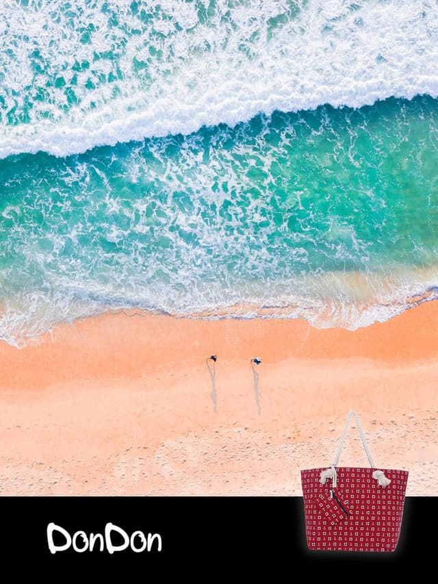 Detalle 2 de DonDon Grand sac de plage imperméable avec fermeture éclair et bandoulière