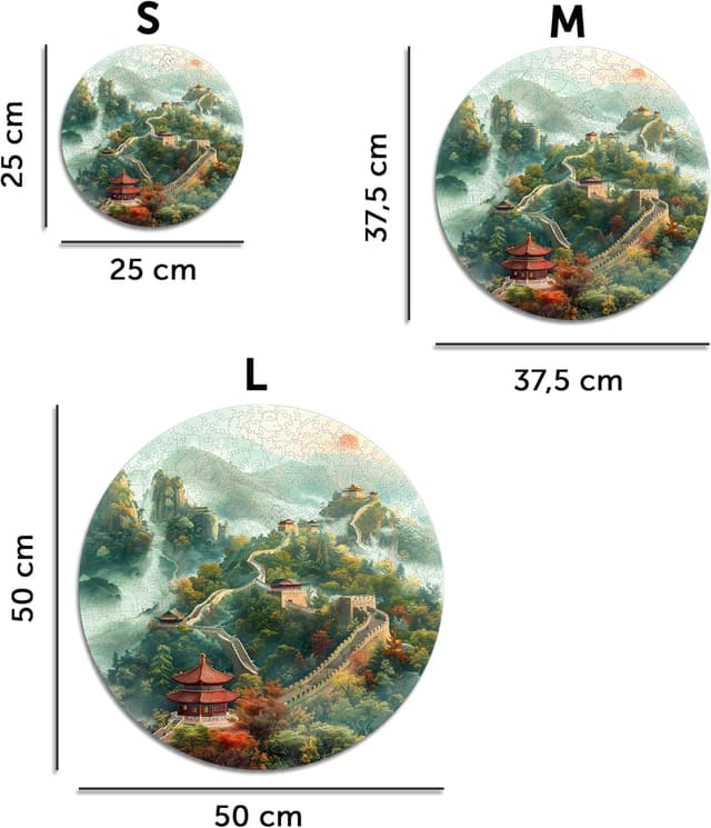 Detalle de Iconic Puzzles « Mur de Chine » en bois durable – Puzzle 350 pièces, taille M