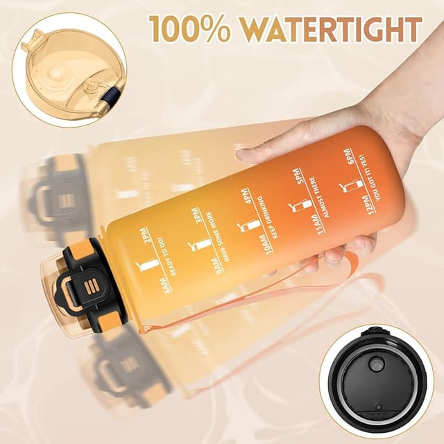 Detalle 2 de Botella Agua 1000 ml con paja motivacional 🚰