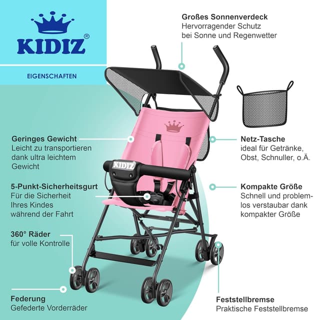 Thumbnail 1 de KIDIZ CITY Buggy kompakter Kinderwagen Rosa