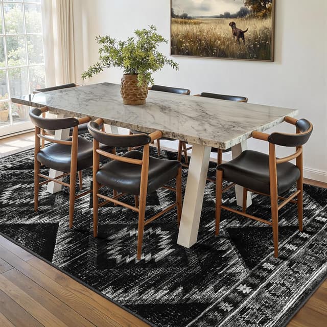 Thumbnail 5 de Area Rug 5x7 Non-Slip Tribal Western -Black