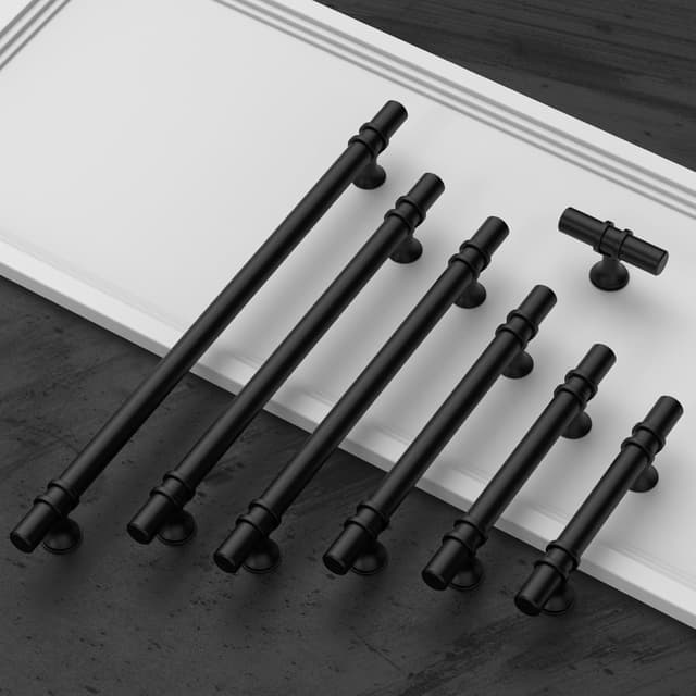 Detalle de Amerdeco 10 pezzi maniglie per mobili Nero, interasse 160 mm (UK0002) in lega di alluminio