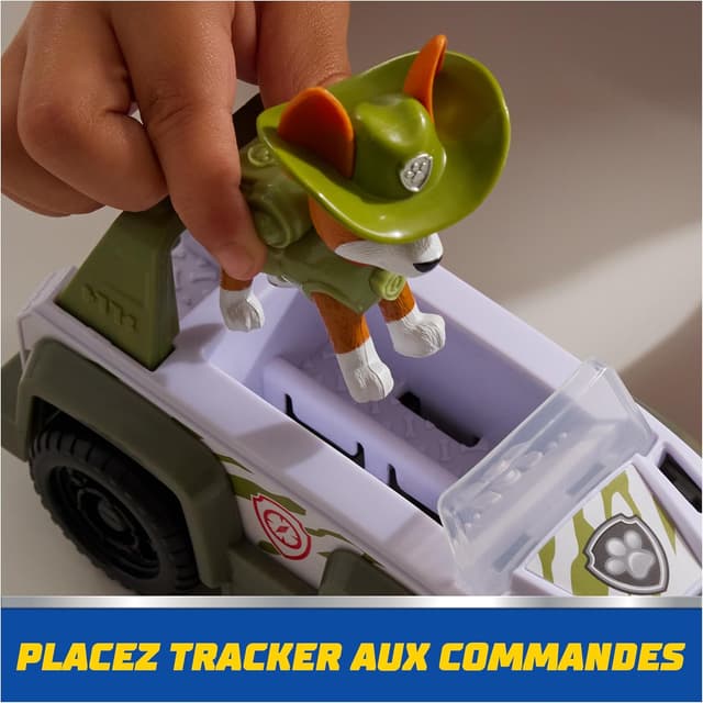 Detalle 2 de Paw Patrol Pat Patrouille Véhicule figurine Tracker Jungle Cruiser (voiture à collectionner, plastique recyclé)