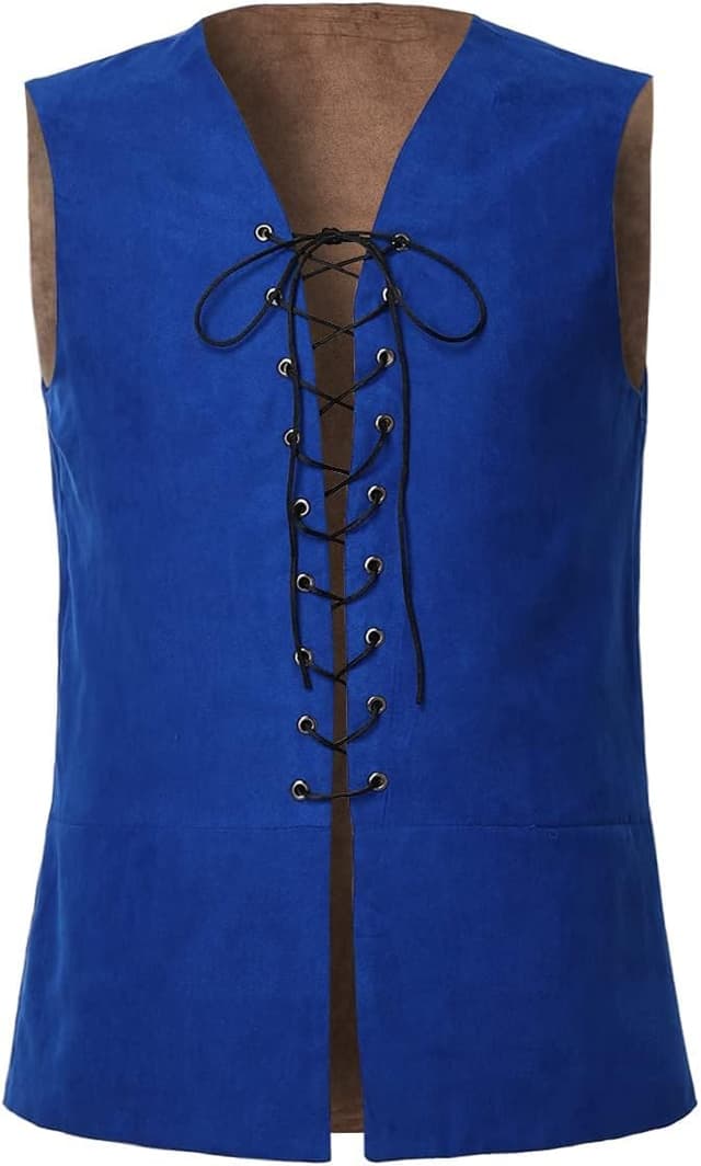 Detalle de GRACEART Renaissance Médiéval : gilet homme réversible pirate, idéal déguisement