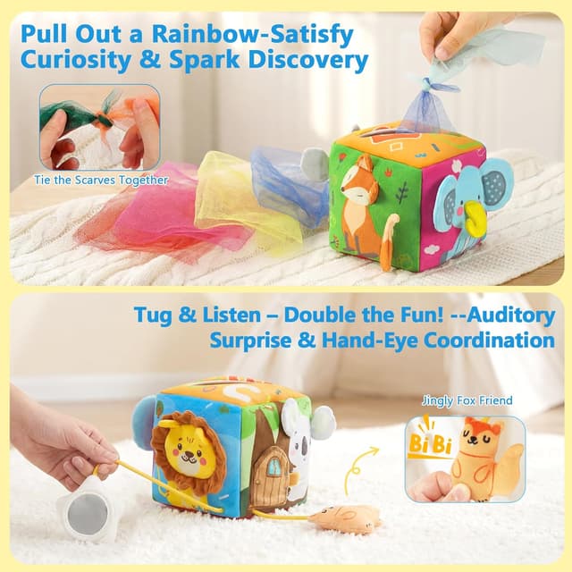 Detalle de URMYWO Baby Tissue Box Toy (Montessori Sensory Toy Set for Ages 6–12 Months)