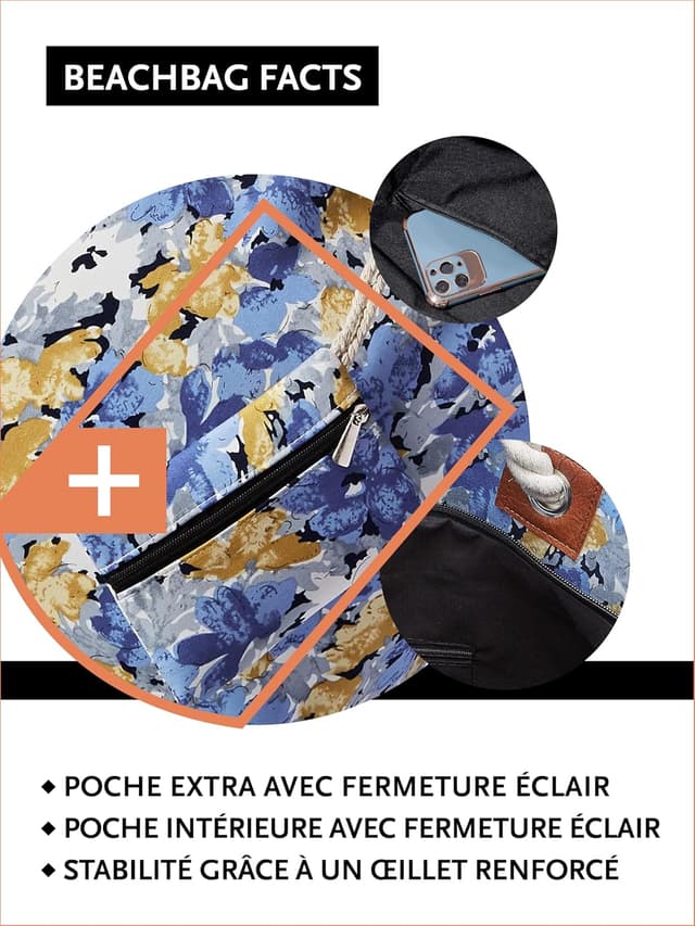 Detalle de DonDon sac de plage hydrofuge 58 x 38