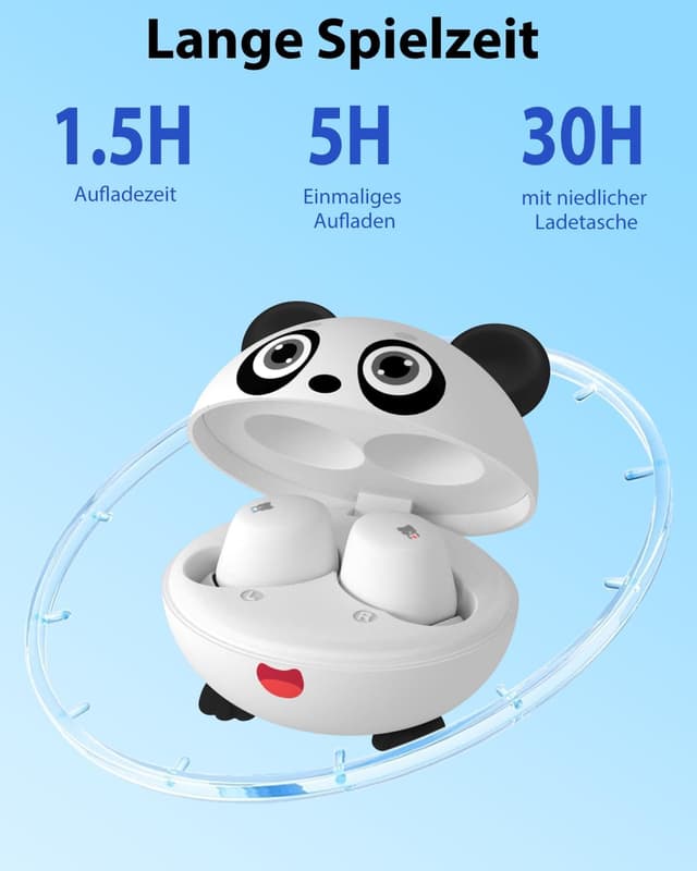 Thumbnail 6 de COOTIMOCK Bluetooth-Kopfhörer für Kinder (In-Ear) mit 85-dB-Lautstärkebegrenzung, Panda-Design & bis zu 30 Stunden Spielzeit