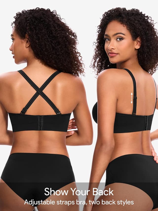 Detalle de HBselect 4er-Pack Damen-BHS ohne Bügel Seamless T-Shirt Bra / Yoga-Bustier mit herausnehmbaren Pads