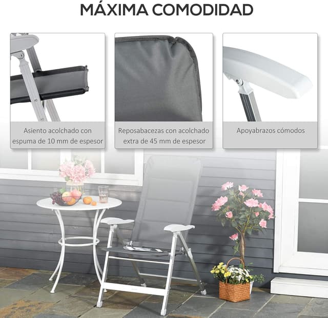 Thumbnail 6 de Outsunny Silla de Jardín plegable 75x61,5x114,5 cm