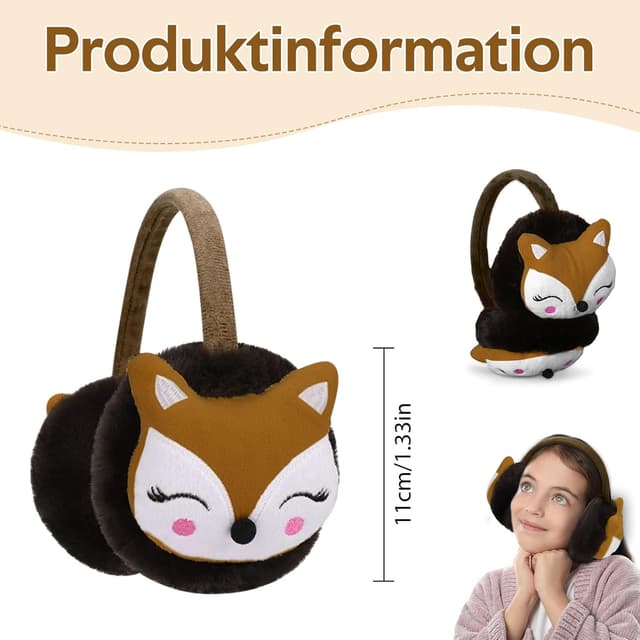 Thumbnail 6 de Uoimky Ohrenwärmer für Kinder mit Fuchs-Motiv – winddicht, einstellbar