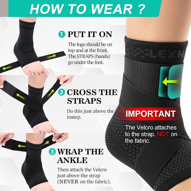 Detalle de Lexniush Sprunggelenkbandage links oder rechts mit verstellbarer „8“-Kompression gegen Plantarfasziitis & Achillessehne