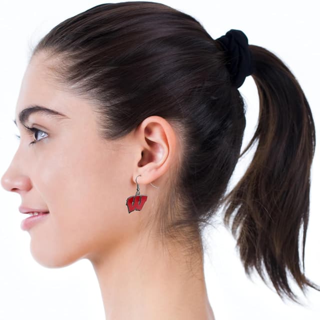 Detalle 1 de NCAA Siskiyou Sports Wisconsin Badgers Dangle Earrings (Womens, One Size) — Team-Color Charm