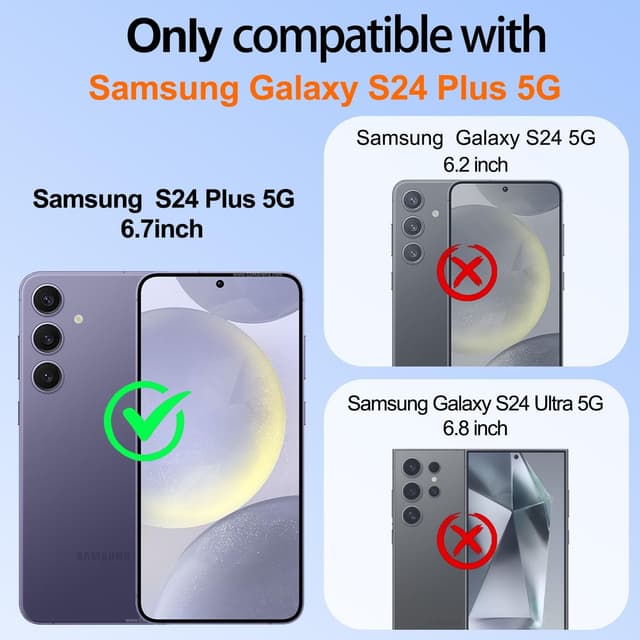 Detalle 2 de Gritup Slim Fit Case for Samsung Galaxy S24 Plus (Pea Green) with Built-in 360° Ring Kickstand + 2 HD Screen Protectors