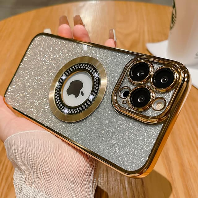 Detalle de Misscase Magnetic Glitter Case for iPhone 15 Pro Max (MagSafe Compatible) with Camera Lens Protector