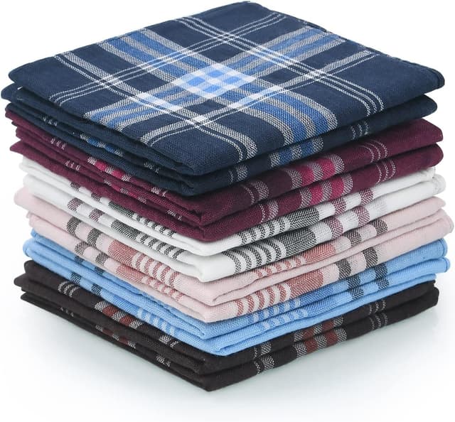 Detalle de URAQT Men’s Handkerchiefs 12-Pack – soft gents hankies for pocket squares