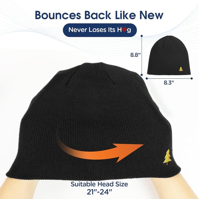 Detalle de Donfri 100% Merino Wool Beanie Hat – thermal winter knit for men and women (unisex)