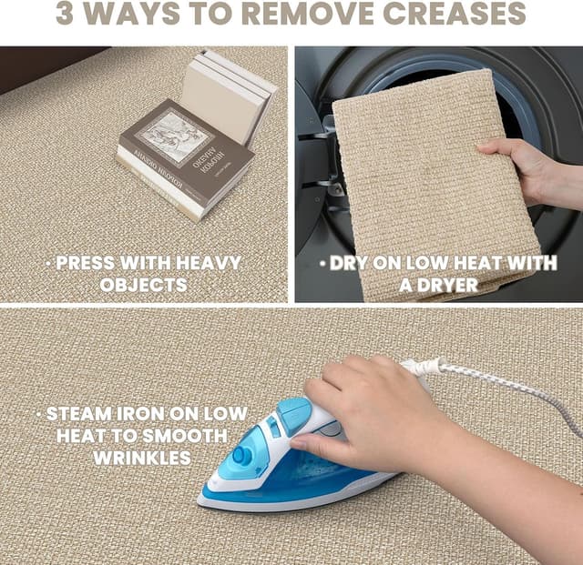 Detalle de EARTHALL Small Area Rug 2x3 Ft Washable Entryway Mat with Rubber Backing (Khaki/Beige)