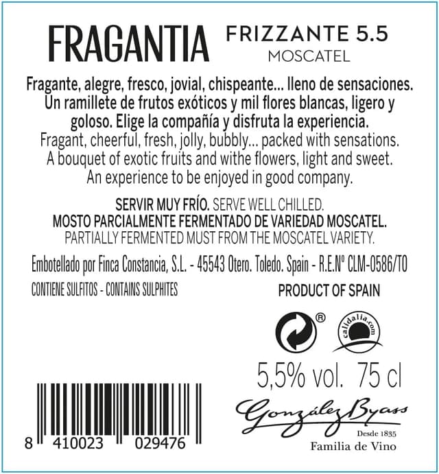 Thumbnail 3 de Finca Constancia Fragantia 5.5 - Vino Frizzante Blanco 🍾 (6 Botellas)