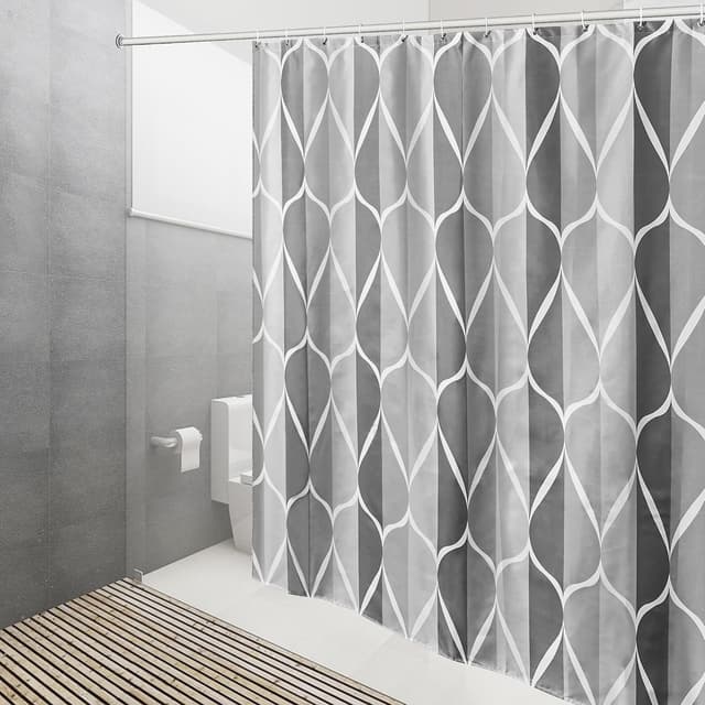 Thumbnail 6 de DUFU Rideau de douche à séchage rapide en polyester imperméable 180x200 cm avec 12 crochets (gris vagues)