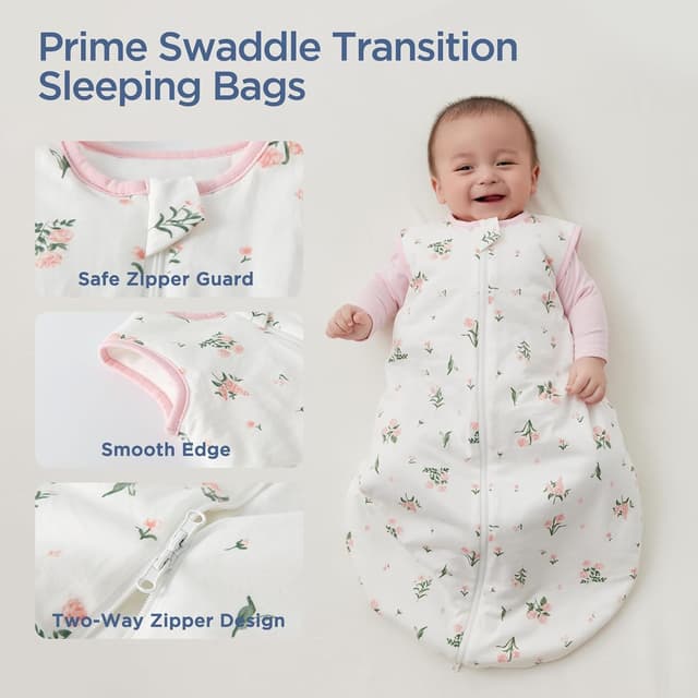 Detalle de Duomiaomiao Baby-Schlafsack Ganzjahres (100 % Baumwolle) 1,5 TOG für Neugeborene