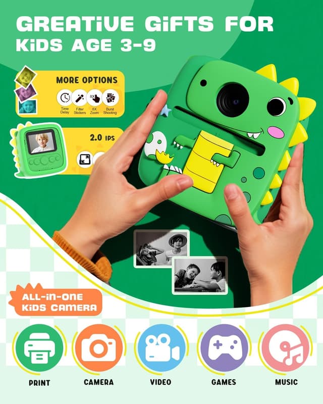 Detalle 2 de Kids Instant Print Camera 1080P for Ages 3–9