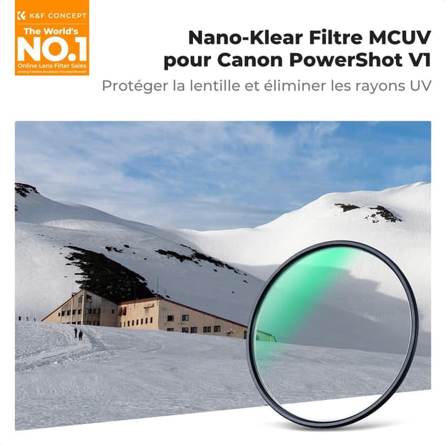 Detalle de Kit K&F Concept filtre UV de protection + bague pour Canon PowerShot V1