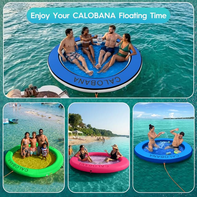Detalle 2 de CALOBANA 8ft Inflatable Round Water Hammock Floating Ring Dock Platform for Adults